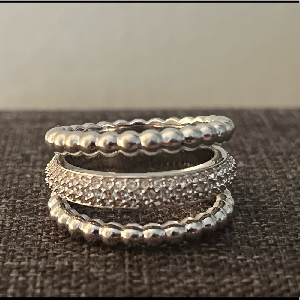 Swarovski 3 Band Silver Ring
